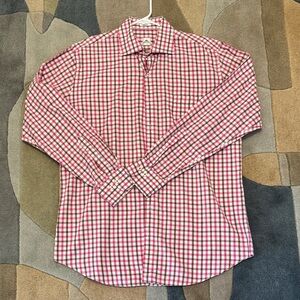 Peter Millar Pink and Brown Plaid Shirt XL